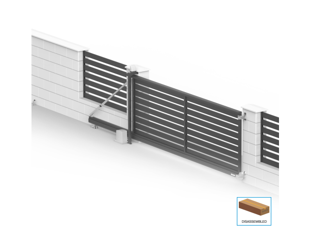 Aluminium selbsttragendes Schiebetor 6x2,125m mit Füllung 20x100 R7016